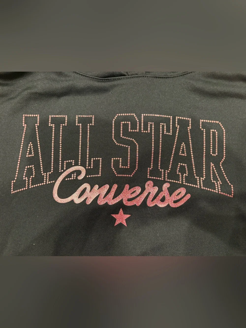 Kids Converse All Star Black Pullover Hoodie with Pink Glitter